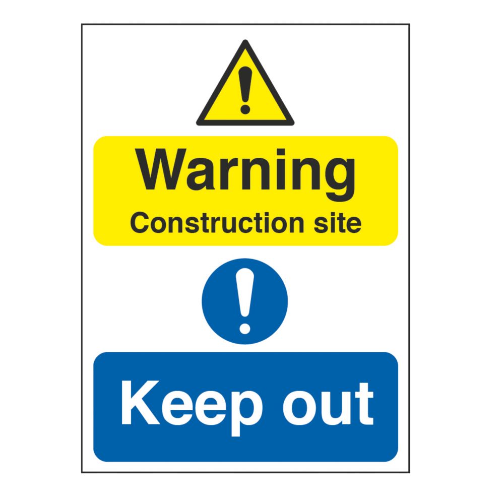 Image of "Warning Construction Site Keep Out" Sign 300mm x 400mm 25 Pack 