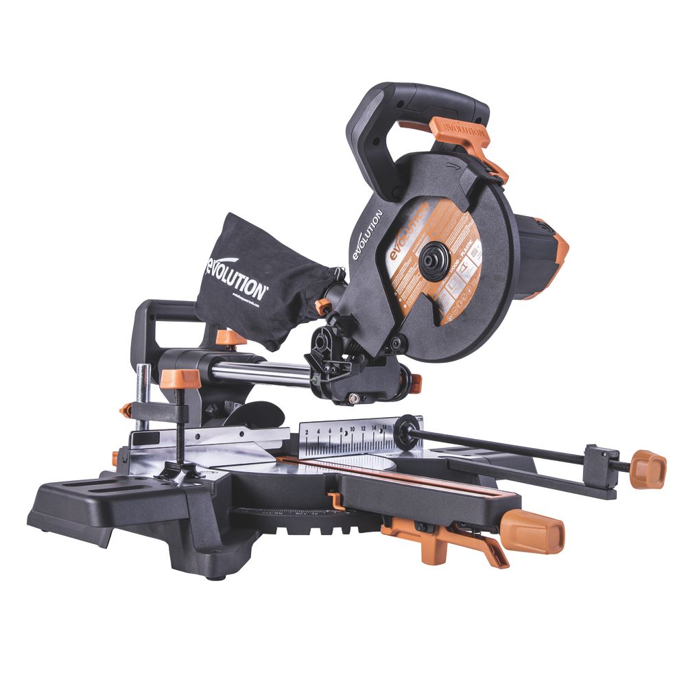 Image of Evolution R210SMS-300+ 210mm Electric Single-Bevel Sliding Multi-Material Mitre Saw 220-240V 