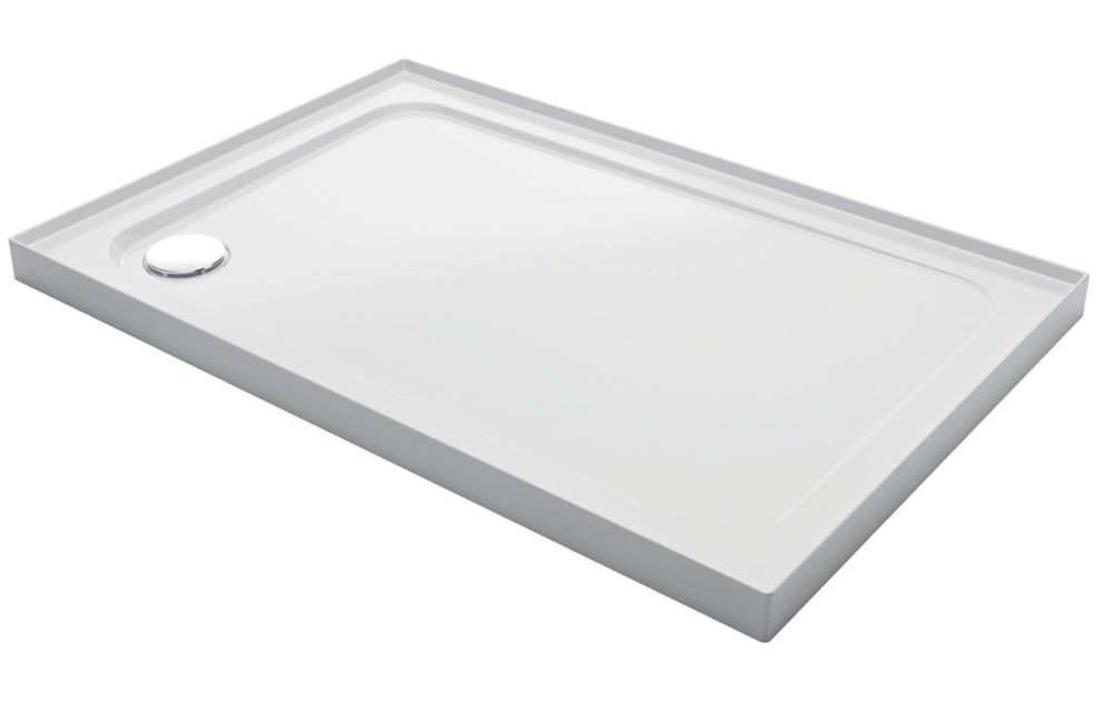 Image of Mira Flight Low Corner Waste Rectangular Shower Tray with Upstands White 1000mm x 800mm x 40mm 