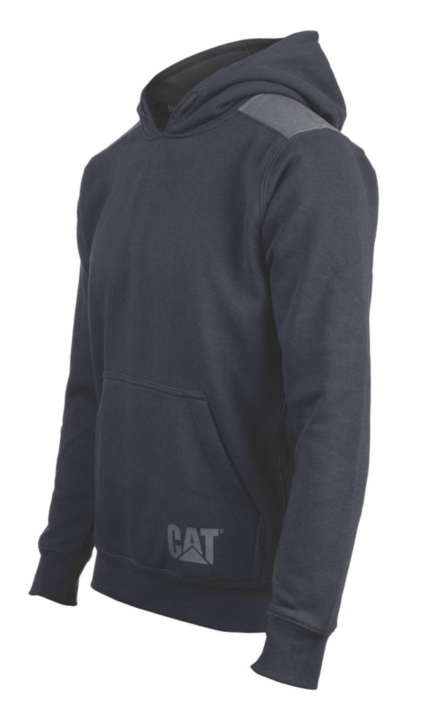 Image of CAT Logo Panel Hooded Sweatshirt Navy X Large 46-49" Chest 