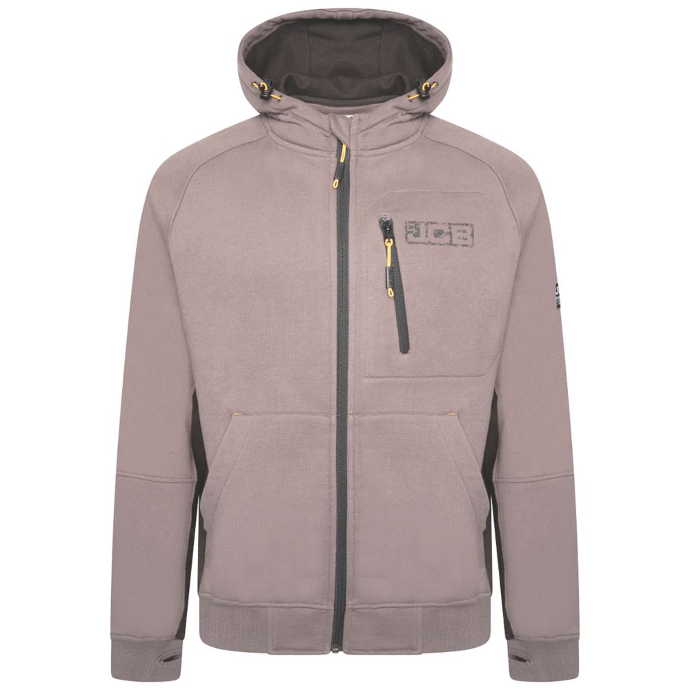 Image of JCB Trade Zip Thru Hoodie Grey X Large 46-48" Chest 