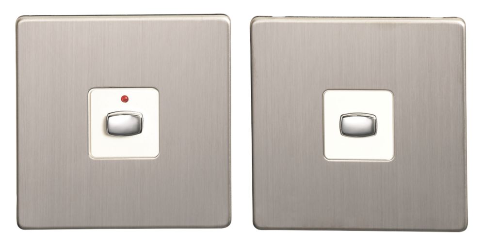 Image of Energenie 1-Gang 2-Way LED Master & Slave Dimmer Switch Set Brushed Steel 
