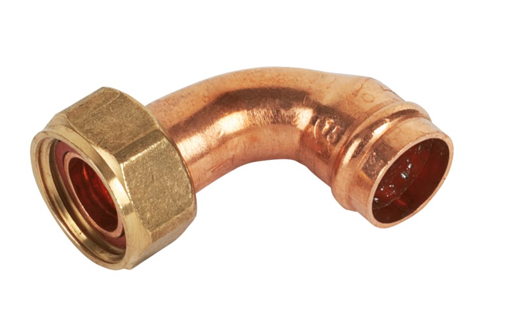 Image of Yorkshire Copper Solder Ring Angled Tap Connector 15mm x 1/2" 