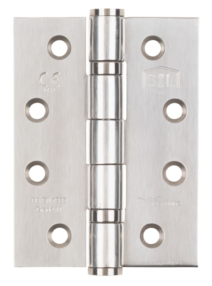Image of Smith & Locke Polished Stainless Steel Grade 11 Fire Rated Ball Bearing Hinges 102mm x 76mm 3 Pack 