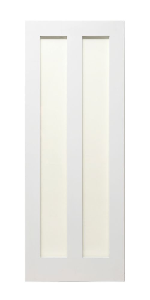 Image of 2-Clear Light Primed White Wooden Shaker Internal Door 2040mm x 826mm 