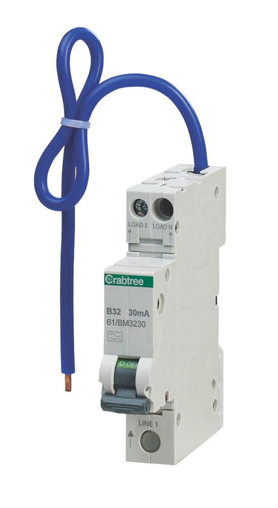 Image of Crabtree Starbreaker 32A 30mA SP & N Type B Mini-RCBO 