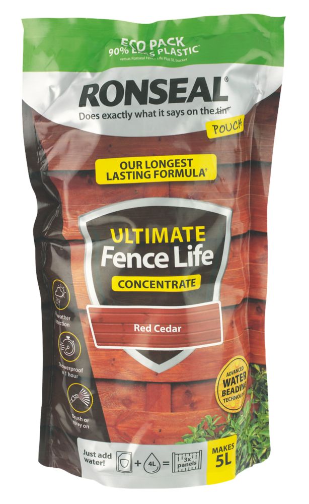 Image of Ronseal Ultimate Fence Life Concentrate Treatment Red Cedar 5L from 950ml 