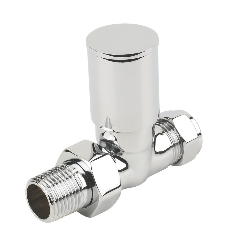 Image of Verona Chrome Straight Manual Radiator Valve 15mm x 1/2" 2 Pack 