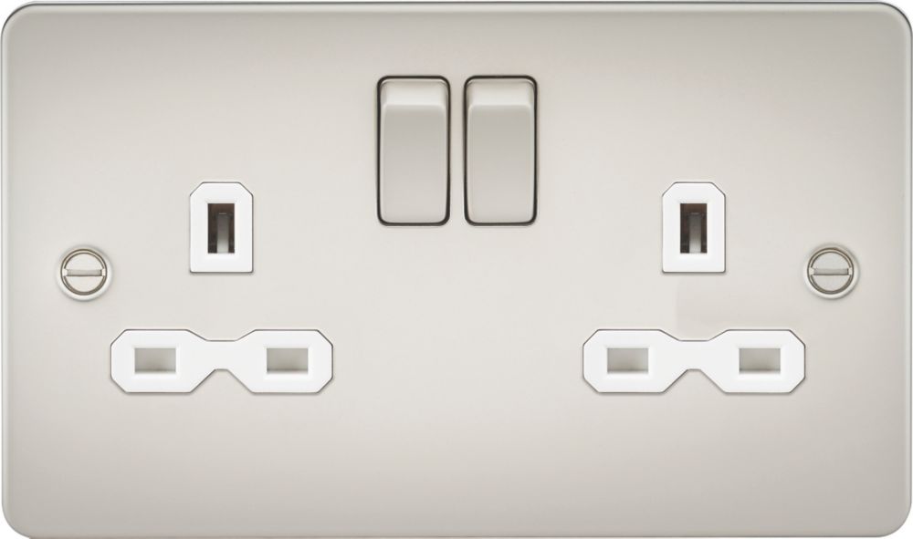 Image of Knightsbridge 13A 2-Gang DP Switched Double Socket Pearl with White Inserts 