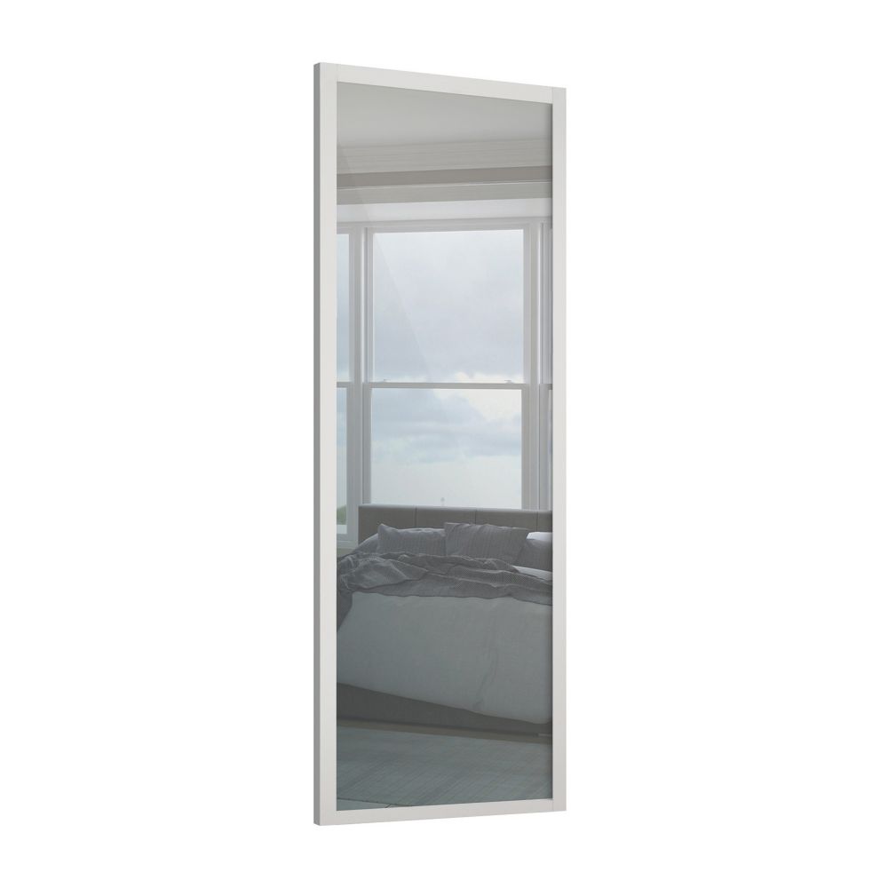 Image of Spacepro Shaker 1-Door Sliding Wardrobe Door White Frame Mirror Panel 914mm x 2260mm 