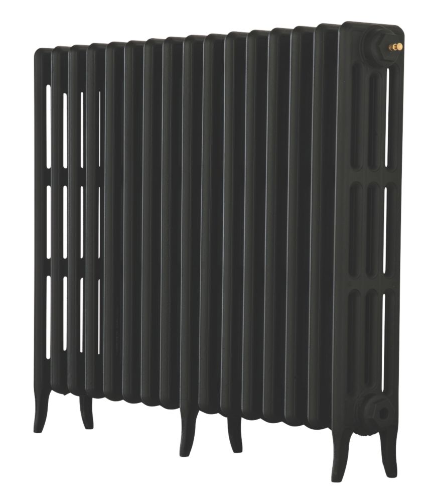 Image of Arroll Neo-Classic 4-Column Cast Iron Radiator 760mm x 874mm Black 4340BTU 
