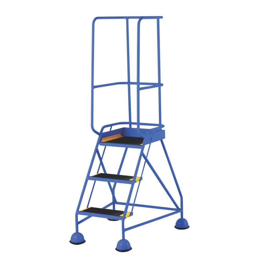 Image of TB Davies Stepmobile Plus Steel 3-Treads Blue Warehouse Steps 0.76m 