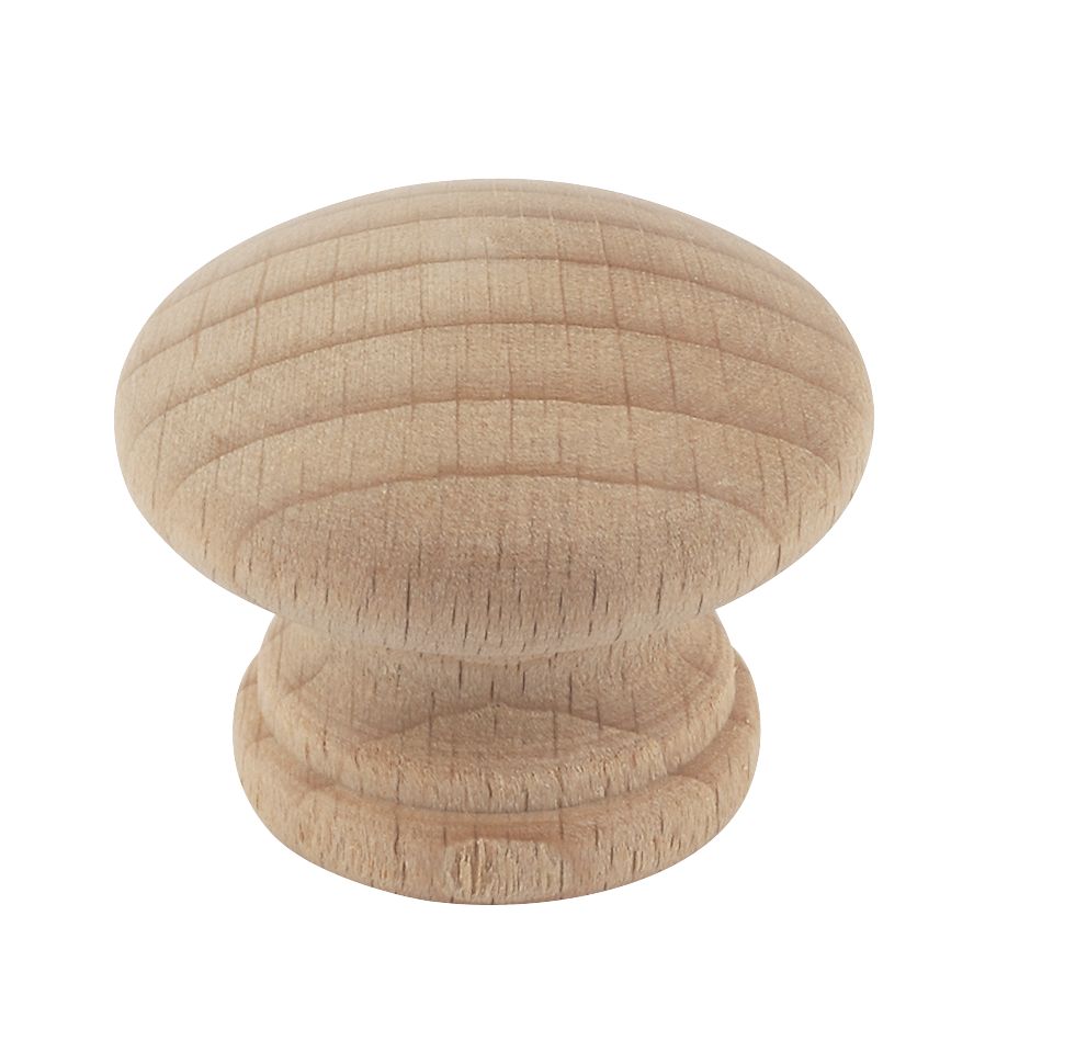 Image of Traditional Cabinet Door Knobs Plain Beech 35mm 2 Pack 