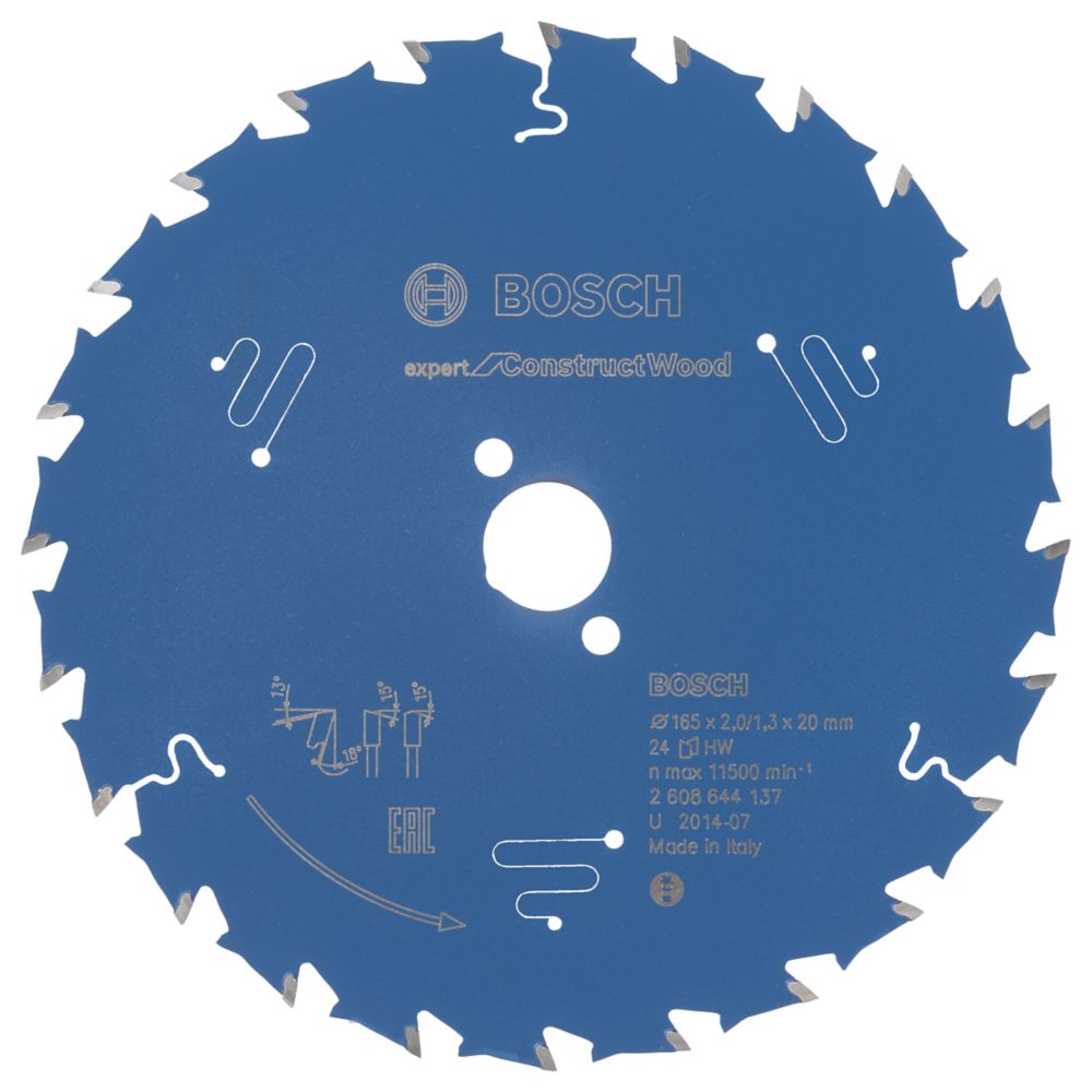 Image of Bosch Expert Construction Wood Circular Saw Blade 165mm x 20mm 24T 