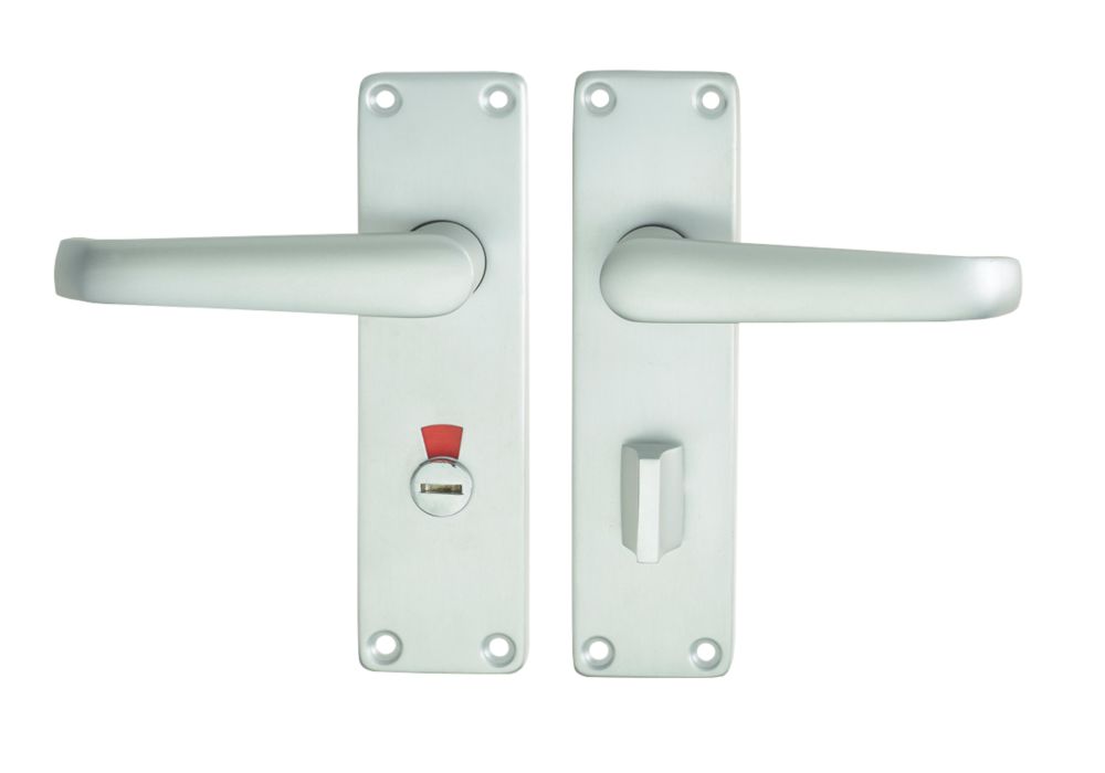 Image of Union Swallow Bathroom Door Handle RH Pair Satin Aluminium 