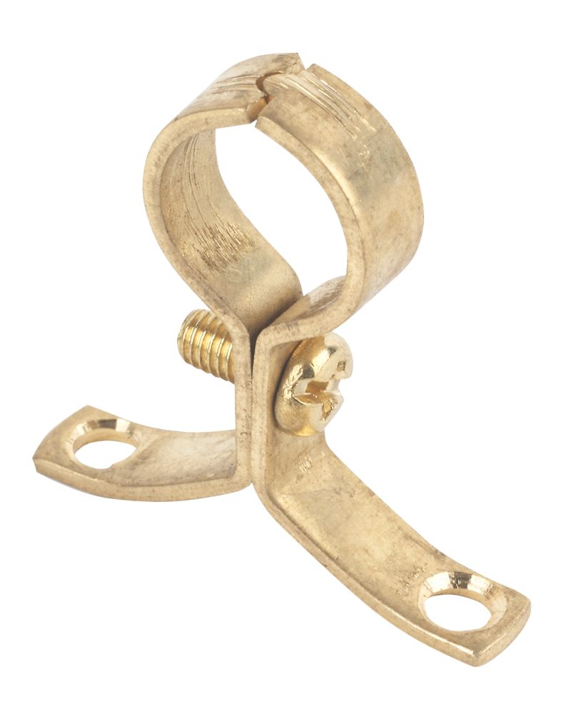 Image of 15mm Pipe Clips Brass 10 Pack 