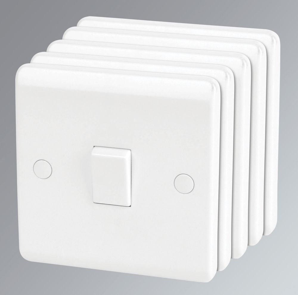 Image of LAP 10AX 1-Gang 1-Way Light Switch White 5 Pack 