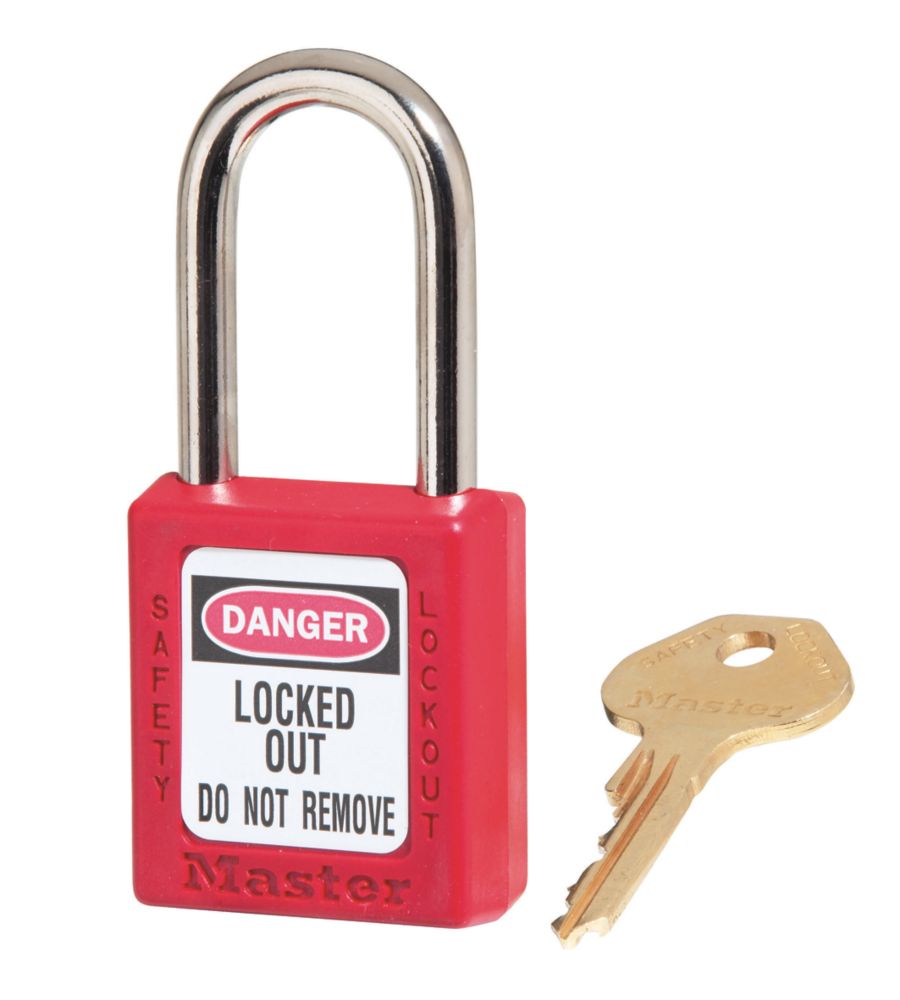 Image of Master Lock Loto Keyed-Alike Safety Lock-Off Padlock Red 20mm x 38mm 