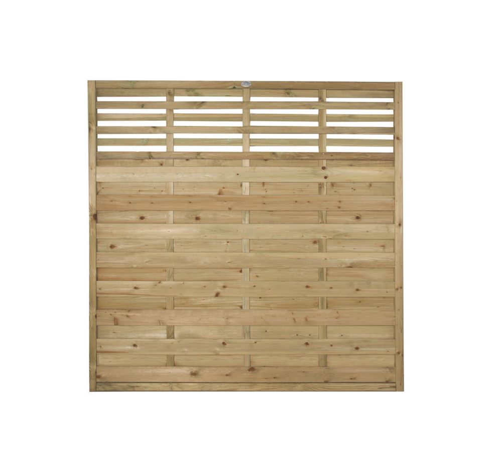 Image of Forest Kyoto Slatted Top Fence Panels Natural Timber 6' x 6' Pack of 5 
