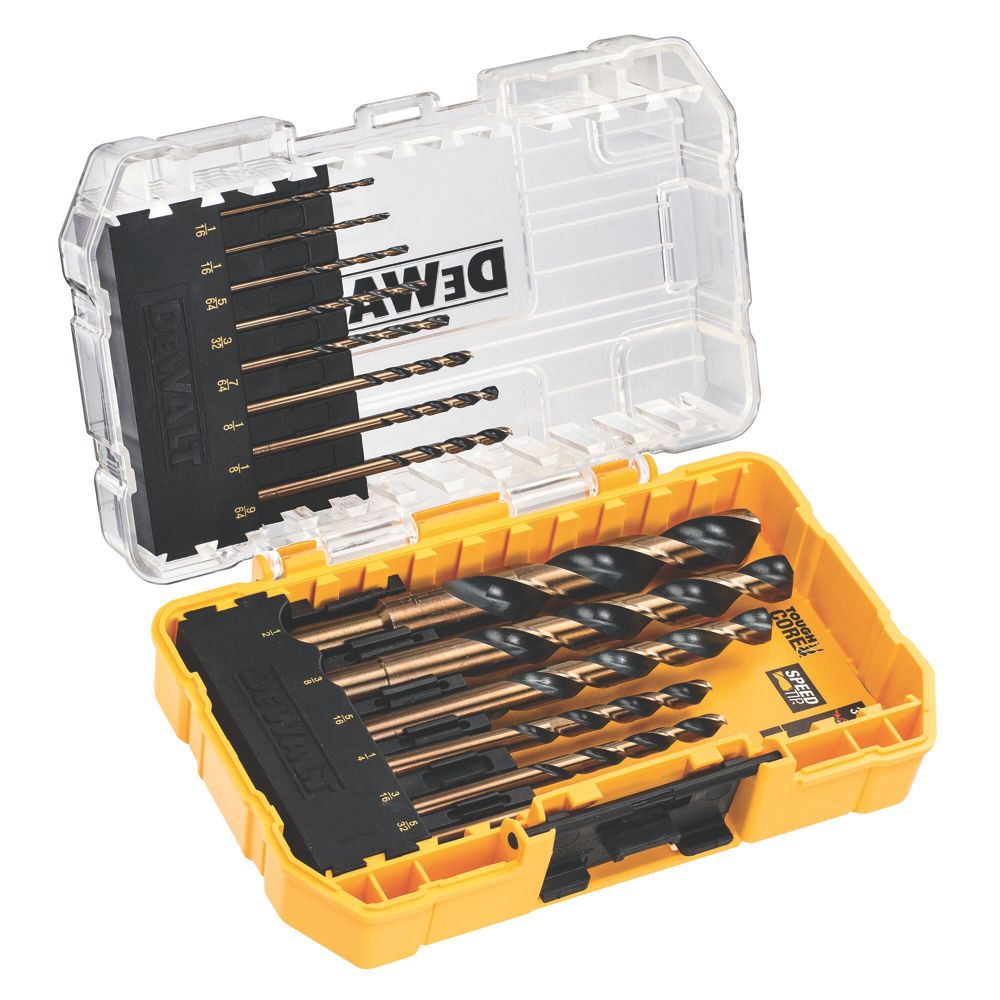 Image of DeWalt Straight Shank Black & Gold Metal Drilling Set 14 Piece Set 