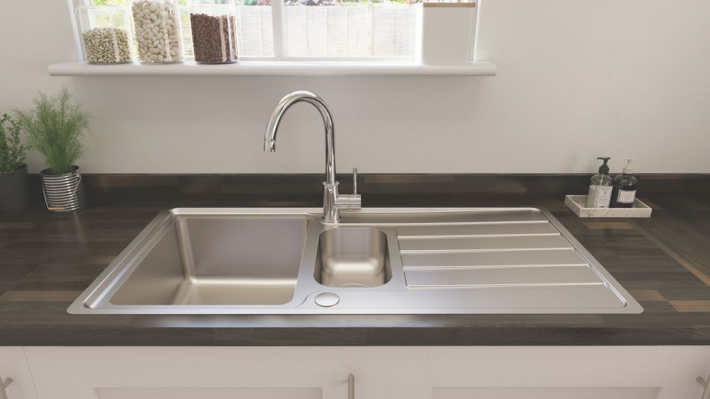 Image of Apollonia 1.5 Bowl Stainless Steel Reversible Sink & Drainer 1004mm x 500mm 