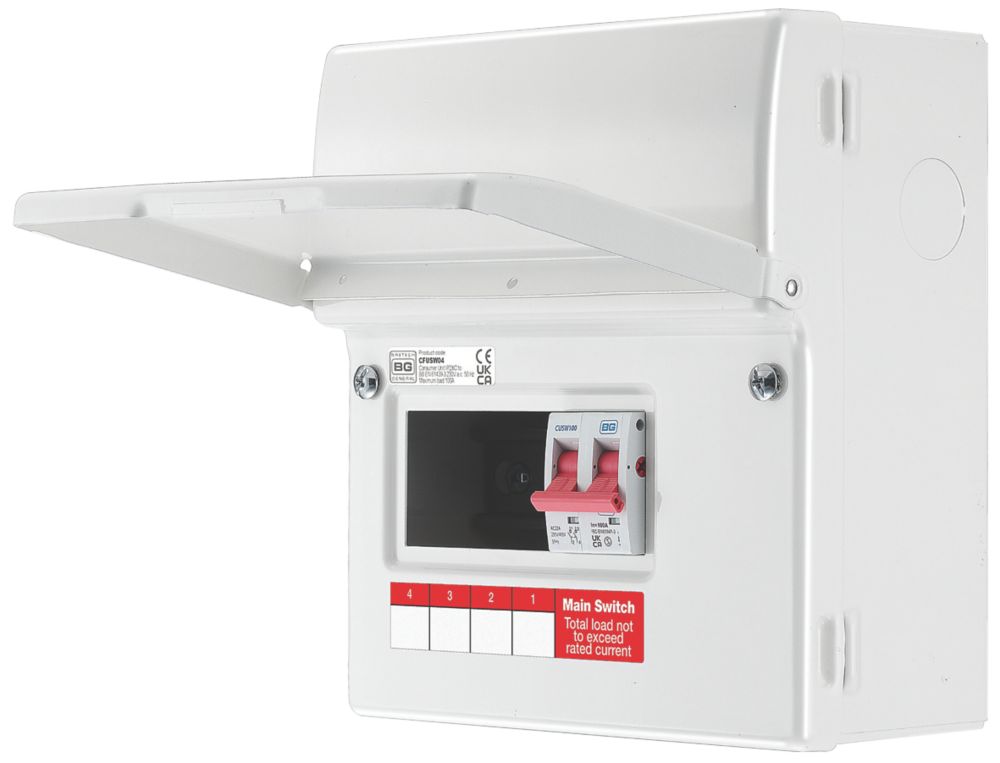 Image of British General Fortress 6-Module 4-Way Part-Populated Main Switch Consumer Unit 