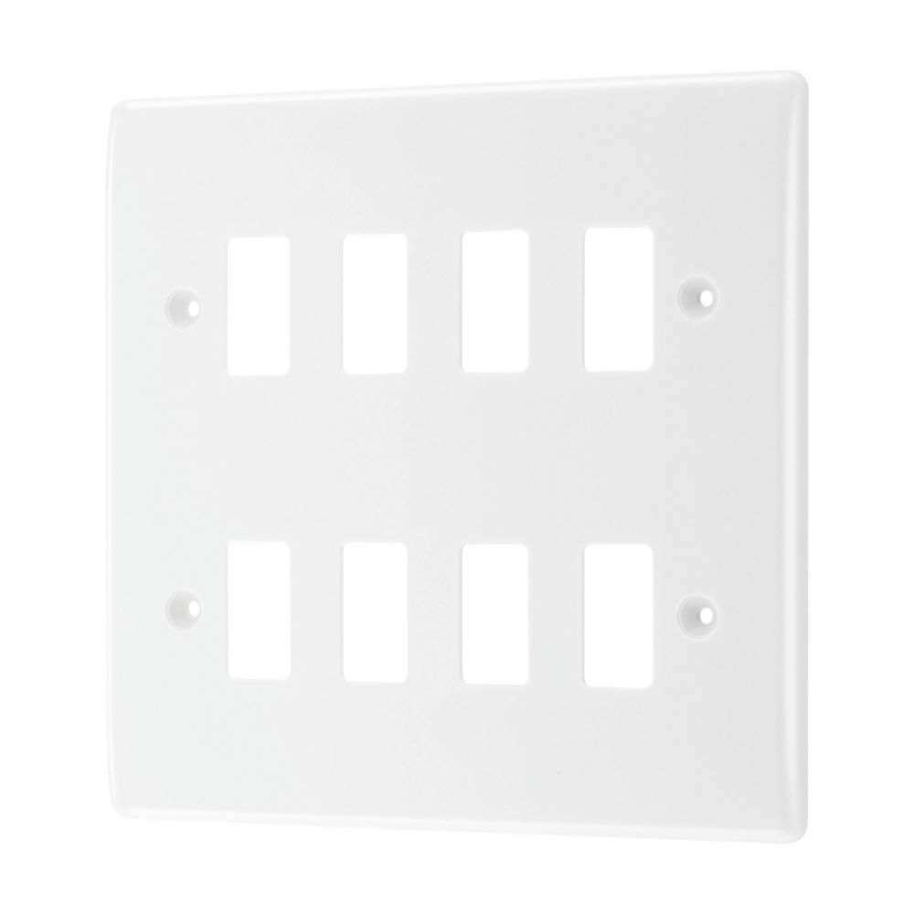 Image of British General Nexus Grid 8-Module Grid Faceplate White 