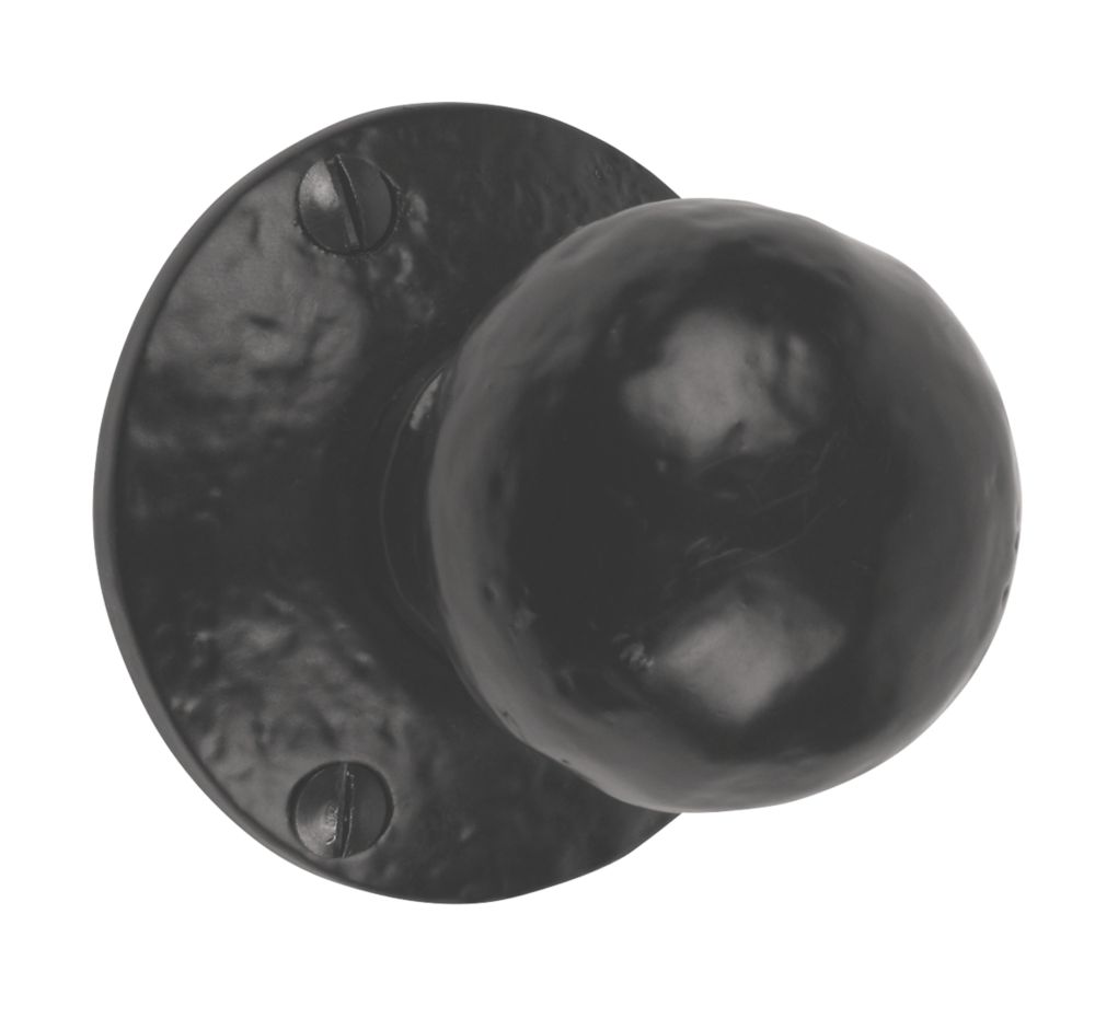 Image of Smith & Locke Round Mortice Knobs 56mm Pair Black 