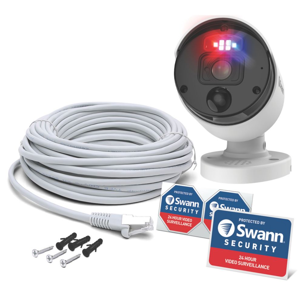 Image of Swann Pro Enforcer SWNHD-1200BE-EU White Wired 12MP Indoor & Outdoor Bullet Add-On Camera for Swann NVR CCTV Kit 