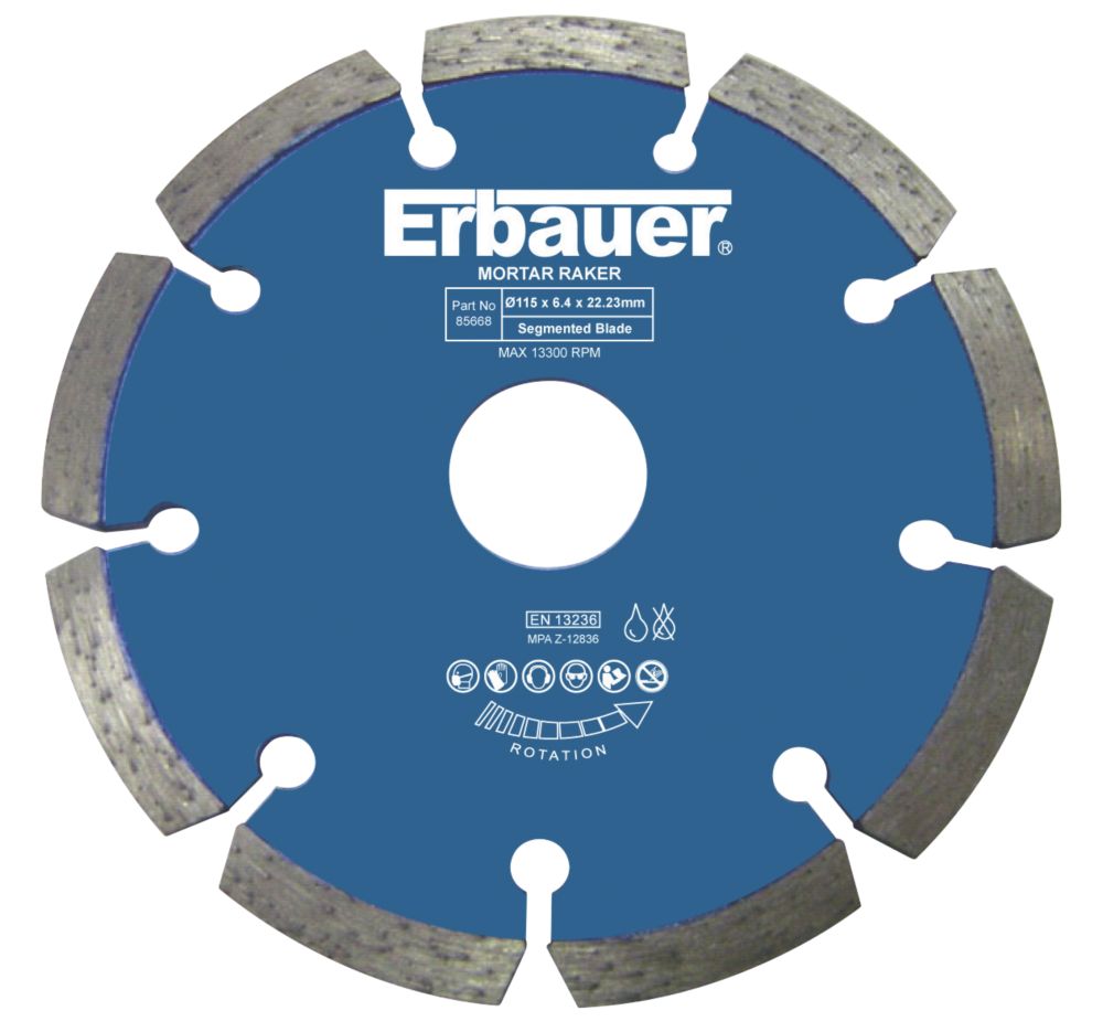 Image of Erbauer Masonry Diamond Mortar Rake 115mm x 22.23mm 