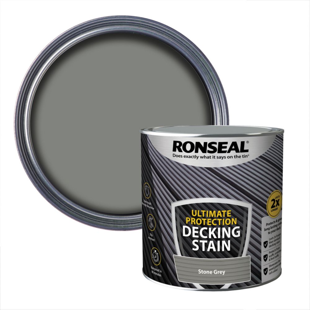 Image of Ronseal Ultimate Protection Decking Stain Stone Grey 2.5Ltr 