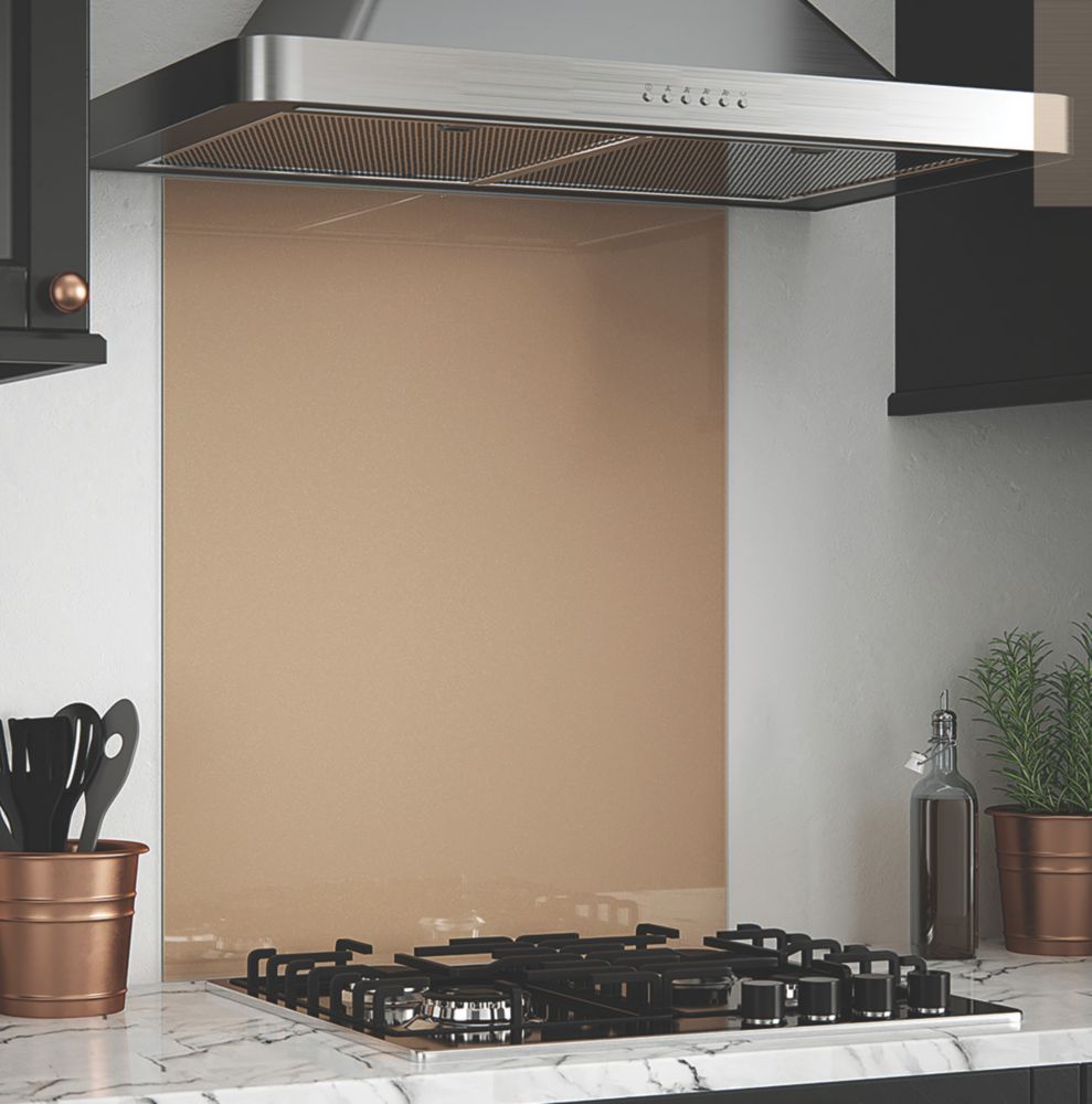 Image of Splashback Rose Gold Self-Adhesive Glass Kitchen Splashback 600mm x 750mm x 6mm 