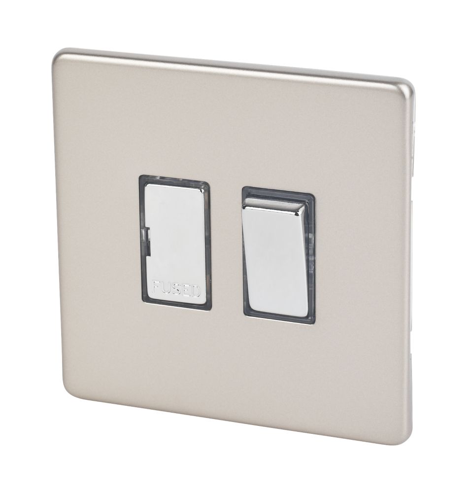 Image of Varilight 13AX Switched Fused Spur Satin Chrome with Black Inserts 