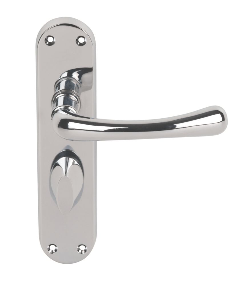Image of Serozzetta Ibra Lever on Backplate WC Door Handle Pair Polished Chrome 