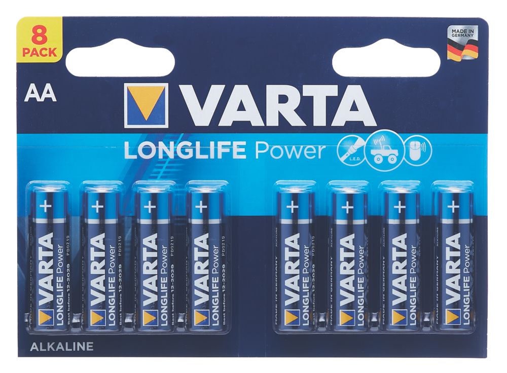 Image of Varta Longlife Power AA High Energy Batteries 8 Pack 