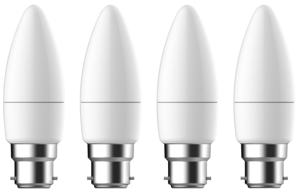 Image of LAP BC Candle LED Light Bulb 470lm 4.2W 4 Pack 