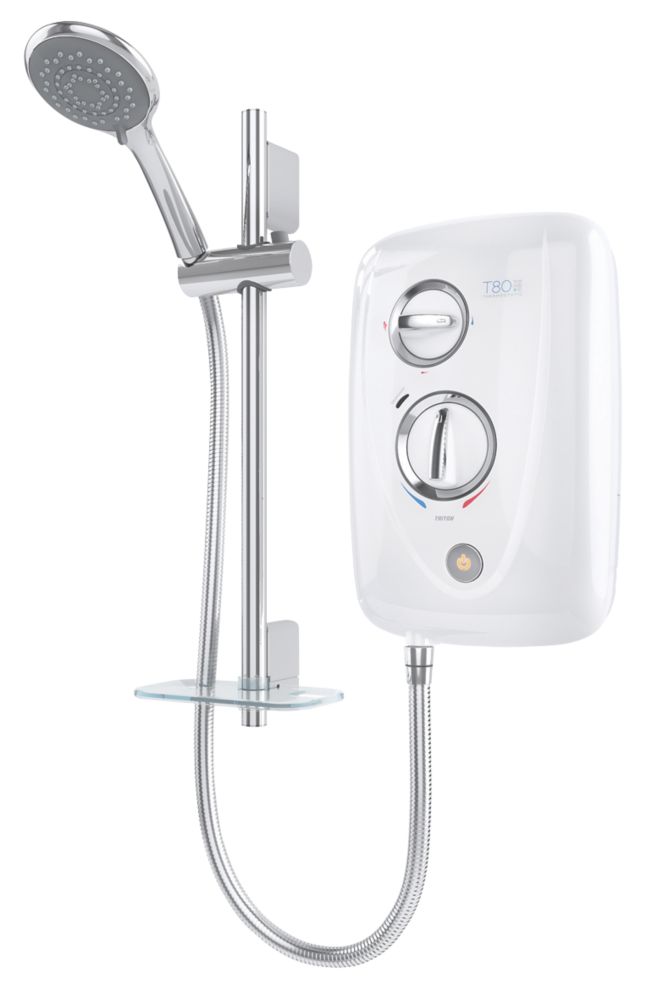 Image of Triton T80 Easi-Fit+ White / Chrome 9.5kW Thermostatic Electric Shower 