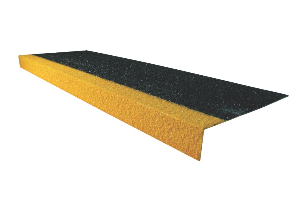 Image of COBA Europe Black & Hi-Vis Yellow GRP Anti-Slip Stair Tread Cover 1000mm x 345mm x 55mm 