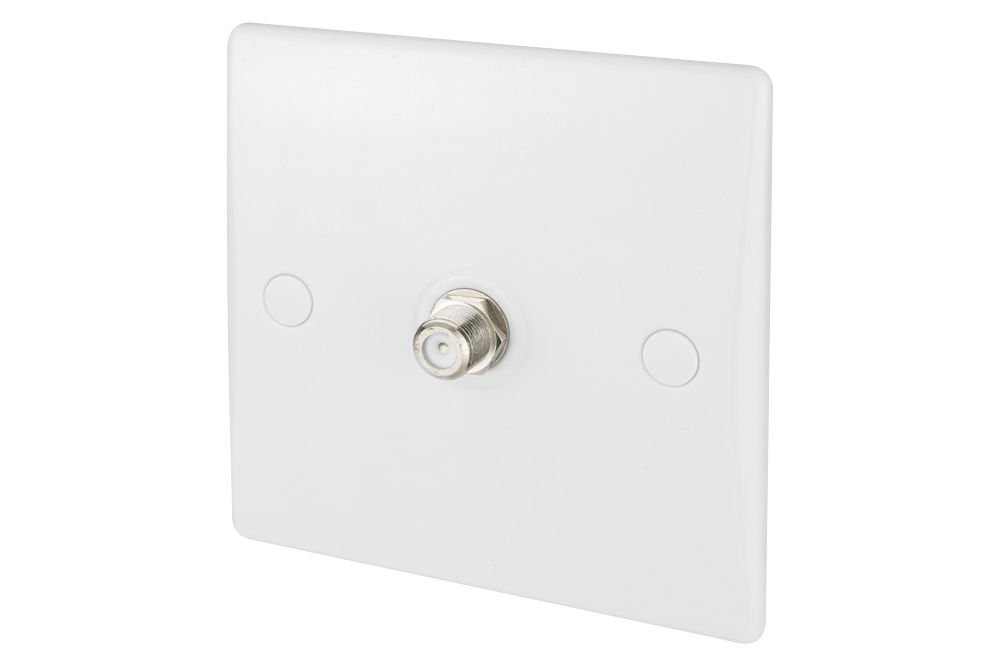 Image of Schneider Electric Ultimate Slimline 1-Gang F-Type Satellite Socket White with Colour-Matched Inserts 