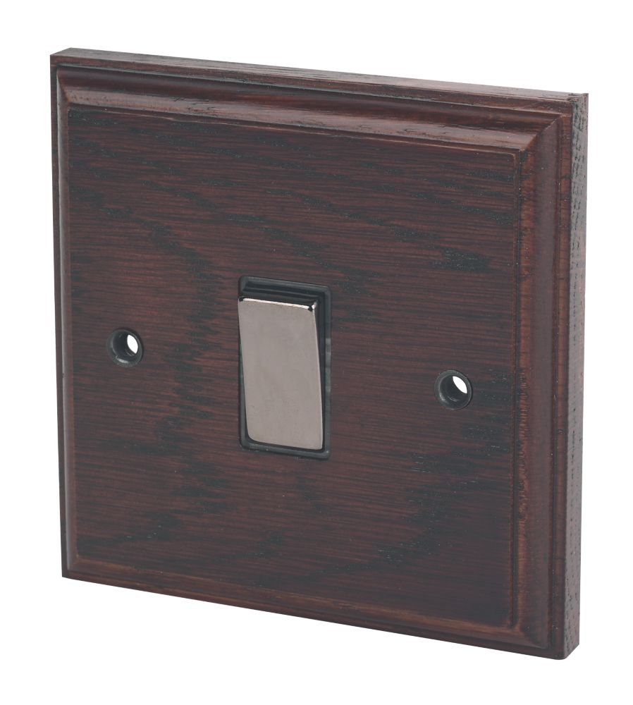 Image of Varilight 20AX 1-Gang DP Control Switch Dark Oak with Black Inserts 