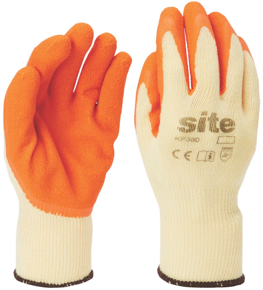 Image of Site 380 Latex Builders Gloves Orange / Yellow X Large 