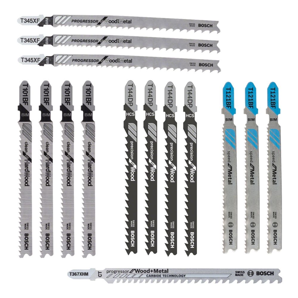 Image of Bosch 2.607.011.438 Multi-Material Jigsaw Blade Set 15 Pieces 