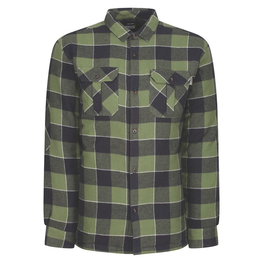Image of Regatta Shelford Padded Shirt Shirt Green Check X Large 49" Chest 