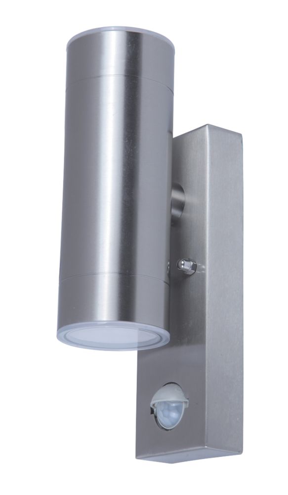 Image of LAP Outdoor LED Wall Light With PIR Sensor Silver 9W 760lm 
