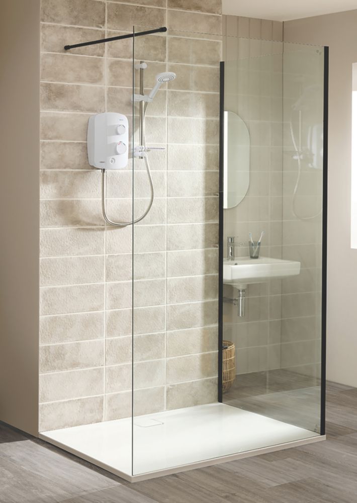 Image of Triton Neo Frameless Showerwall Black 1000mm x 2000mm 
