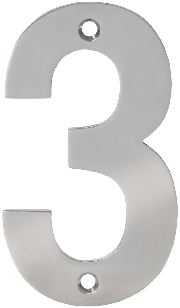 Image of Eclipse Door Numeral 3 Polished Stainless Steel 100mm 