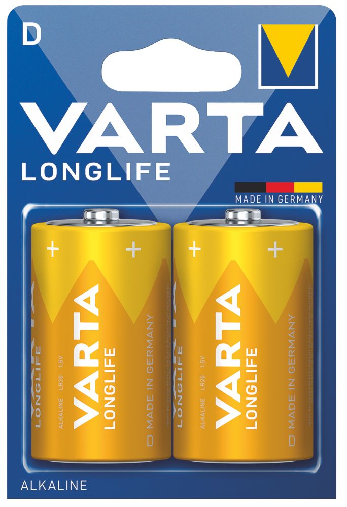 Image of Varta Longlife D Alkaline Battery 2 Pack 
