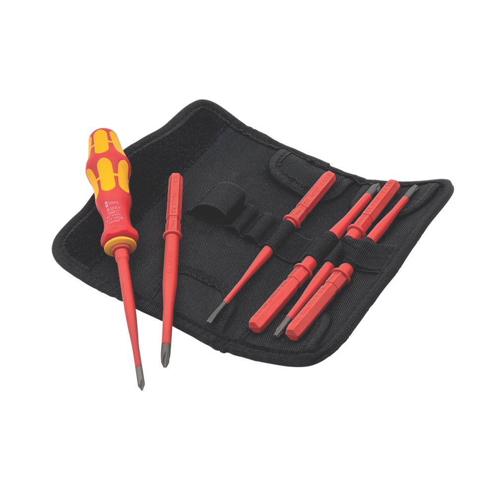 Image of Wera WeKraftform Kompakt VDE 7 Extra Slim 1 Mixed Interchangeable VDE Insulated Screwdriver Set 7 Pieces 
