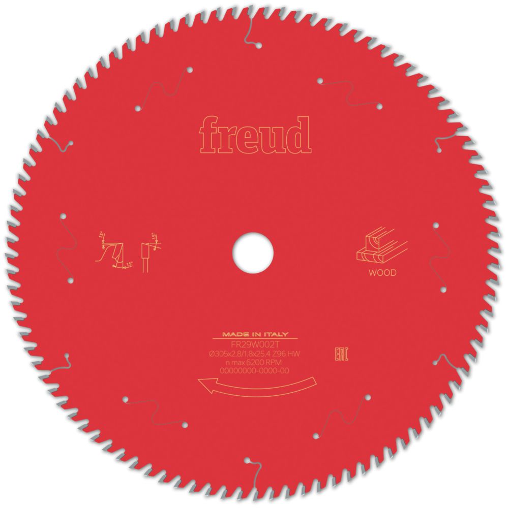 Image of Freud F03FS10138 Wood/Chipboard/MDF Circular Saw Blade 305mm x 25.4mm 96T 