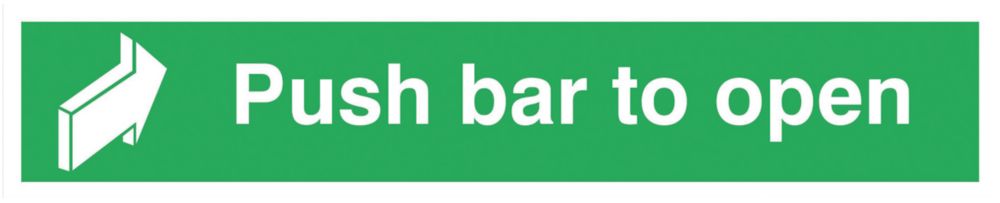 Image of Non Photoluminescent "Push Bar to Open" Sign 75mm x 600mm 